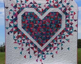 Exploding Heart Quilting Pattern - Slice of Pi Quilts 72&quot;x72&quot; - FREE Shipping