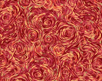 QT Fabrics DELIA Magenta Orange Swirls Fabric - 1649-26867-M - Priced by the 1/2 yard - Cut from Bolt