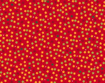 Stars on Red Background - QT Fabrics - Priced by the  1/2 Yard - Cut continuously