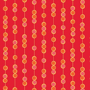 Free Motion Fantasy On a String Red Amanda Murphy Contempo Fabric Benartex  - Priced By the 1/2 Yard