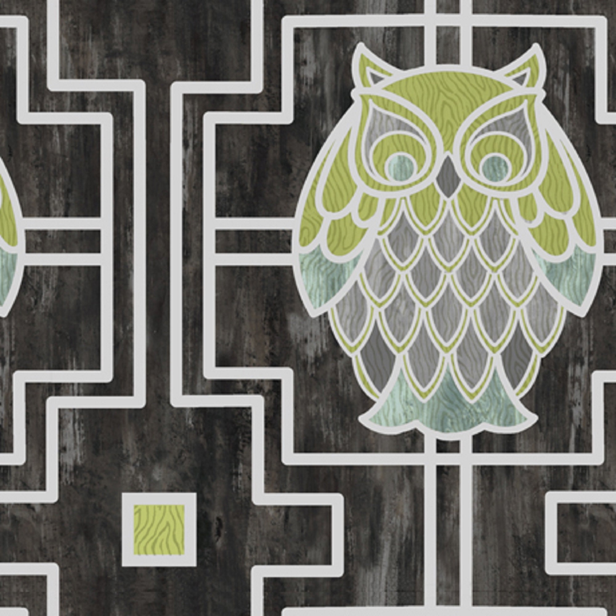 Nocturne Owl Trellis-  28114-K Graphite Gray - QT Fabrics - Priced by the 1/2 Yard - Cut continuousl