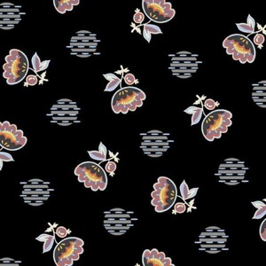 Fleur De Dot - Floral on Black Background - Coco Chic Fabric - Reed Johnson - 28091-J - QT Fabrics - Priced by the half yard