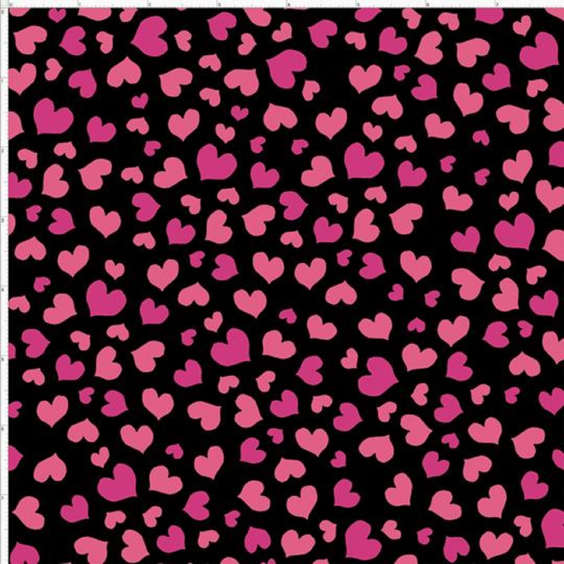Loralie Mini Pink Hearts on Black Background Fabric by Loralie | Etsy