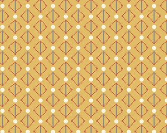 Diamond Dots Orange on Yellow Background - Coco Chic Fabric - Reed Johnson - 28095-O - QT Fabrics - Priced by the half yard