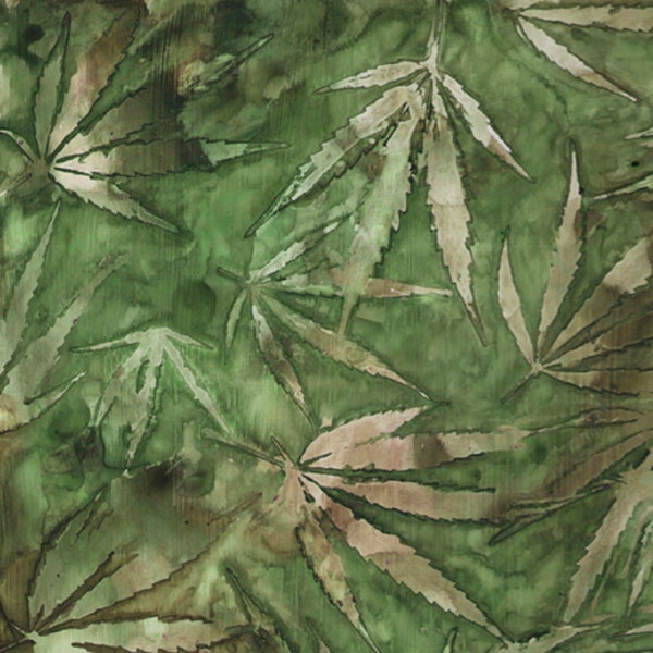 Cannabis Leaves QT Fabrics Green and Gray Gorgeous! 1649-24913-G  - Sold By the 1/2 Yard - Cut in 1 piece off bolt