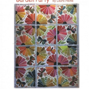 Collage Quilt Garden Party - Laura Heine - 66x87 1/2 - Fiberworks - Pattern