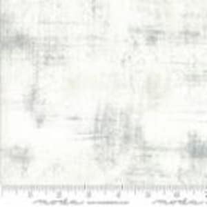 May include: White fabric with a subtle gray distressed pattern. The fabric has a slightly textured surface.