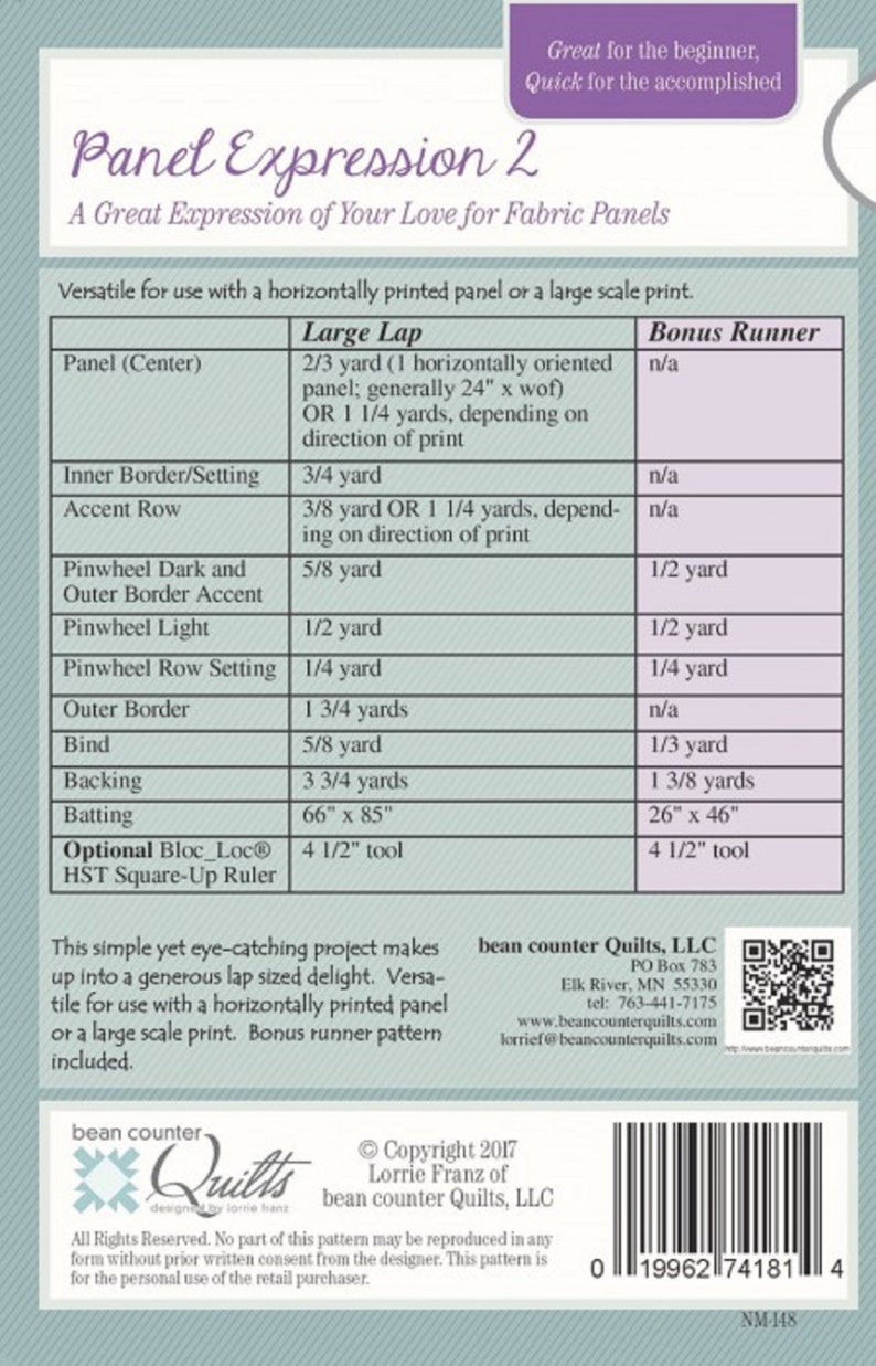 Panel Expression 2 Bean Counter Quilts Lorrie Franz Etsy