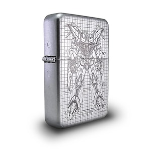 Petrol Lighter - Designed  Styled  Flip Top Petrol Lighter - Brand New - Futuristic Robot Blueprint