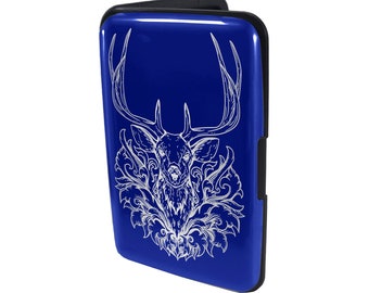 Porte-cartes en métal avec étui de poche - Blocage RFID - Cerf