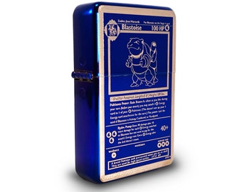 Petrol Lighter - Designed  Styled  Flip Top Petrol Lighter - Brand New - Trading Card - Blue Turtle