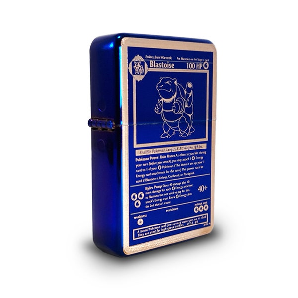 Petrol Lighter - Designed  Styled  Flip Top Petrol Lighter - Brand New - Trading Card - Blue Turtle