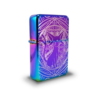 Petrol Lighter - Designed  Styled  Flip Top Petrol Lighter - Brand New - Fantasy Cat
