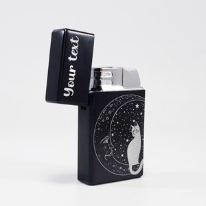 Butane Lighter - Designed  Styled  Flip Top Butane Lighter - Personalized - Catmoon Custom