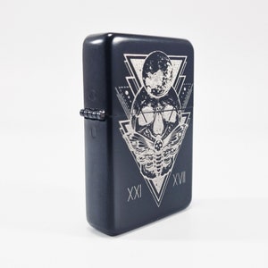 Petrol Lighter - Designed  Styled  Flip Top Petrol Lighter - Brand New - Skull Moth