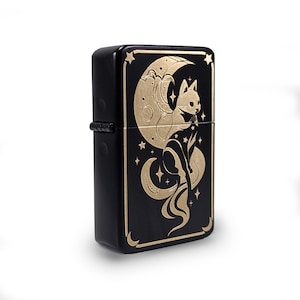 Petrol Lighter - Designed  Styled  Flip Top Petrol Lighter - Brand New - Celestial Cat
