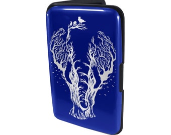 Porte-cartes en métal avec étui de poche - Blocage RFID - Éléphant des arbres