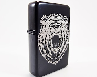 Petrol Lighter - Designed  Styled  Flip Top Petrol Lighter - Brand New - Bear