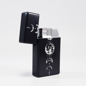Butane Lighter - Designed  Styled  Flip Top Butane Lighter - Personalized - Earth Eclipse