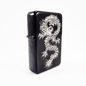 Petrol Lighter - Designed  Styled  Flip Top Petrol Lighter - Brand New -  Chinese Dragon