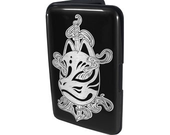 Porte-cartes en métal avec étui de poche - Blocage RFID - Kitsune