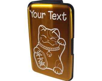 Pocket Case Metal Card Holder- RFID Blocking - Lucky Cat