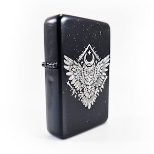 Petrol Lighter - Designed  Styled  Flip Top Petrol Lighter - Brand New - Moon Owl