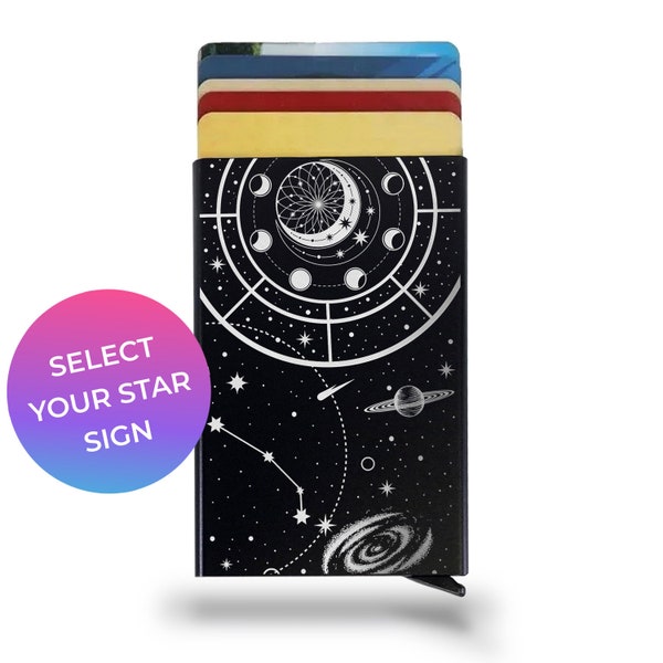 WALLET Pop Up - Pull  - RFID Blocking - Celestial Star Signs