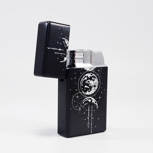 Butane Lighter - Designed  Styled  Flip Top Butane Lighter - Personalized - Arrow Moon