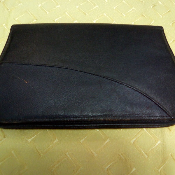 30s/40s Navy Blue Clutch Bag, Undecorated Rectangular Envelope Clutch Purse, Pochette With Press Stud/ Snap Closure, Rear Hand Slip Loop
