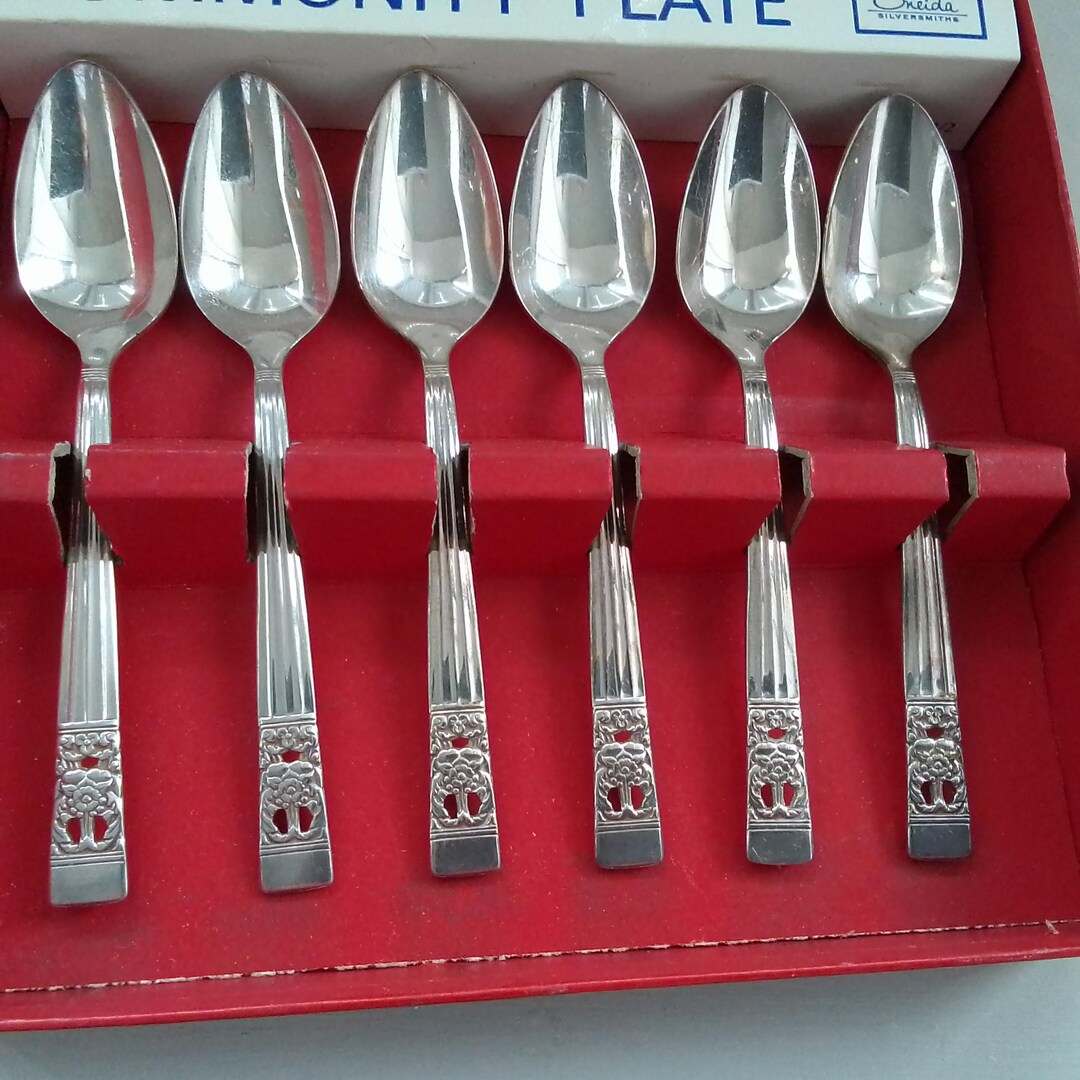 Vintage Box Set 6 Silver Plate Teaspoons, Produced by Oneida, Part ...