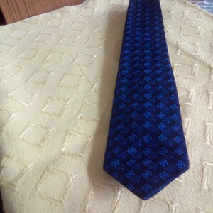 1960s Medium Blade Tie, Attractive Navy Background & Blue Diamonds, Made By "Prova" Mens Dapper Tie, Vintage Mens Accessory.
