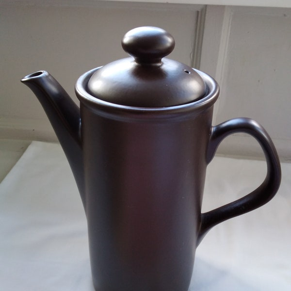 70s Iconic Brown Coffee Pot With Knob Lid, Satin Sheen Snub Nosed Herbal Pot, Hot Chocolate Pot. 70s Iconic  Design.