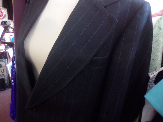 70s Charcoal Chalk Stripe Men's Jacket, Gentlemen… - image 6