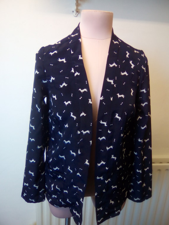 80s  Navy Jacket,  With White Super Cute Pictures 