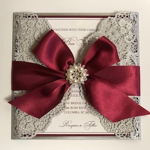 Burgundy and Silver Invitation