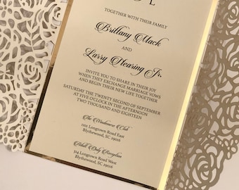 Gold Laser Cut Invitation