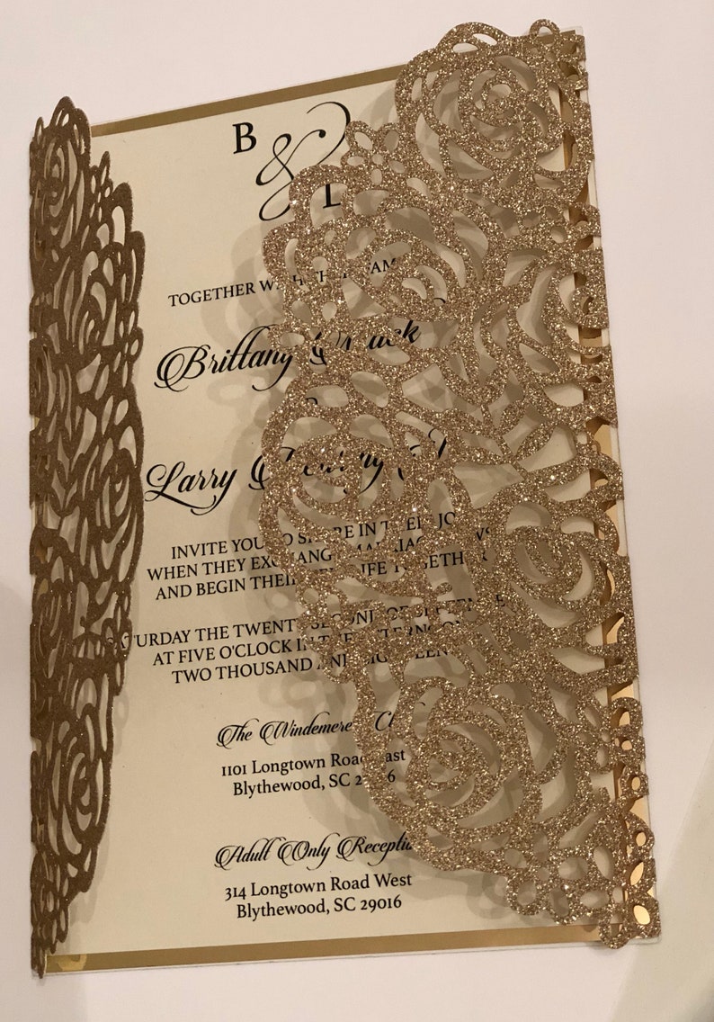 Gold Laser Cut Invitation - Etsy UK