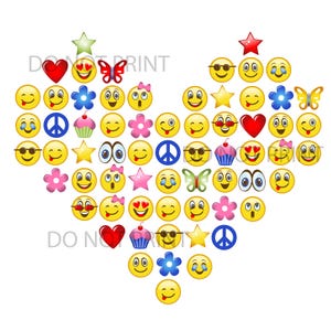 Emojis divertidos con diseño de corazón y repetición perfecta. Descarga de archivo digital de 12 x 12 únicamente.