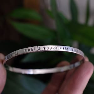 Eco sterling silver personalised affirmation bangle