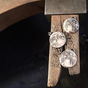 Etched full moon eco sterling silver necklace image 3