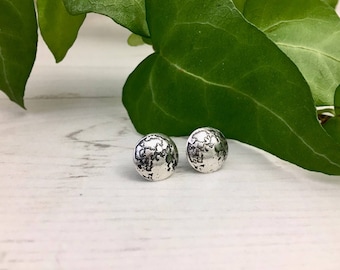 Full moon eco sterling silver domed stud earrings