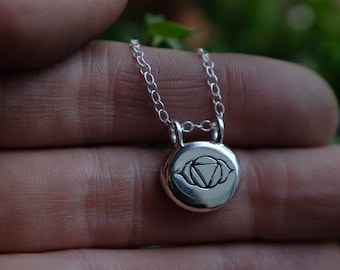Ajna third eye chakra eco sterling silver pendant necklace