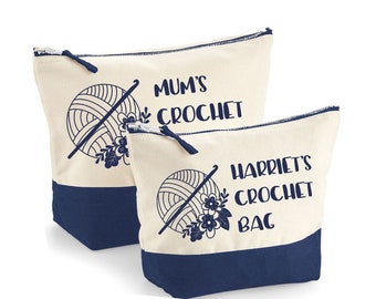 Personalised Crochet Hook Bag | Zipped Storage | Gift for Crocheter | 2 Sizes Available