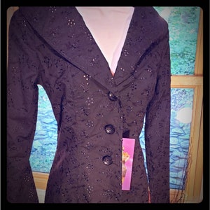 NWT Betsey Johnson Black Eyelet Jacket size 2