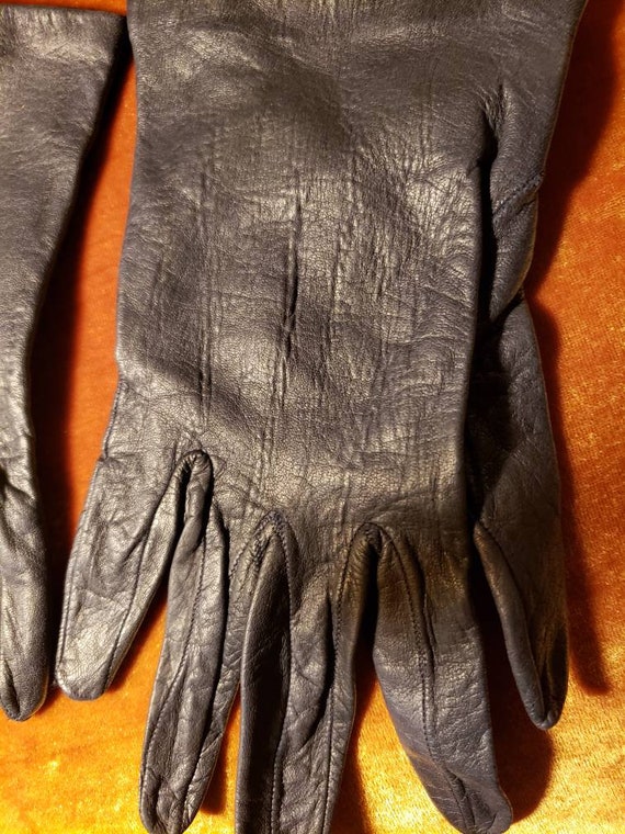 Black kidskin gloves size 5 - image 3
