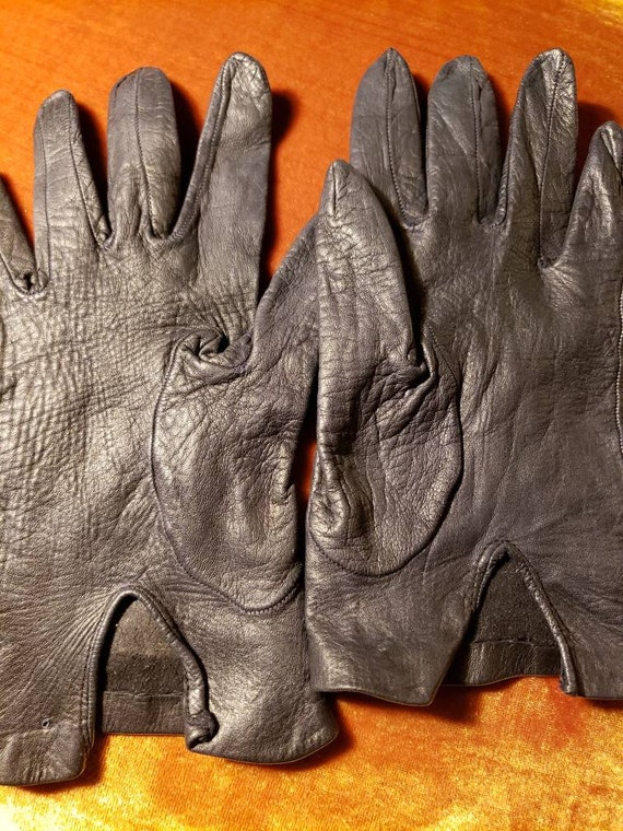 Black kidskin gloves size 5 - image 4