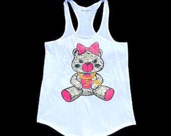 Dreamer Hustle Girl Money Bear Summer Retro Racerback T-shirts Long Tail T-shirts Crop tops