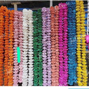 Pair Of SolaWood Chrysanthemum Indian Decoration Artificial Paper Flower String Marigold Garland Artificial Indian Wedding Decoration String