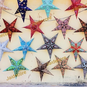 Glitterster 10 stuks ster decoratieve papieren lampen Kerstmis Goede kwaliteit Boomdecoratie Papieren lantaarns Festivaldecoratie Indian Party Suppl